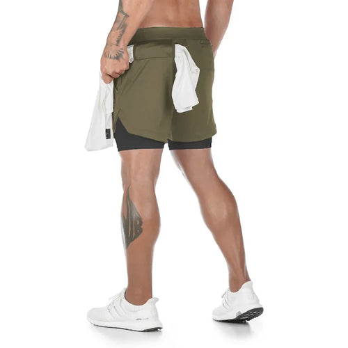 Men's Performance Shorts Soild Color 2 in 1 Gym Shorts Compression