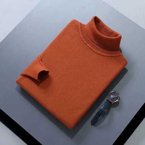 Turtleneck Men Pullover Cashmere Cotton Blend Knitted Sweater 2025