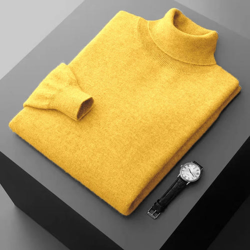 New Men's Turtleneck Pullover Sweater Solid Color Knitted outerwear