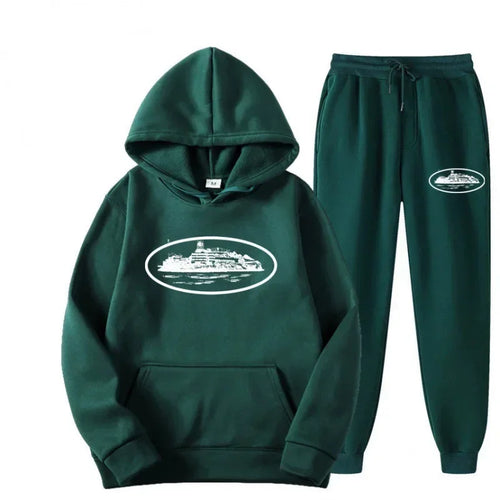 NICE Loose Unisex Fleece-lined Printed Sweatshirt Hoodie Set Devil