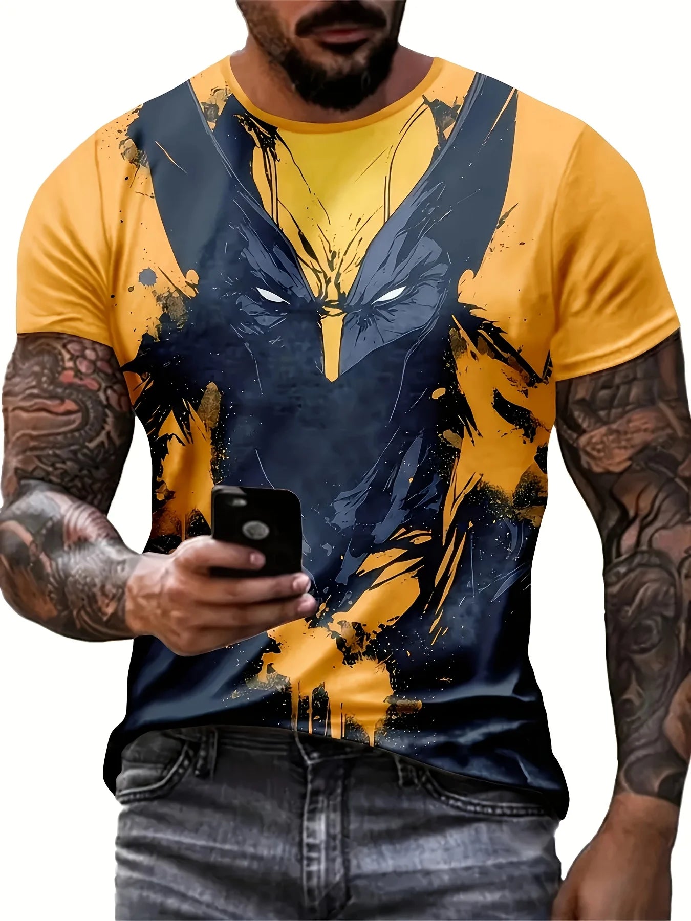 Marvel Wolverine Men's Graphic T-Shirt Summer Superhero Fan Costume