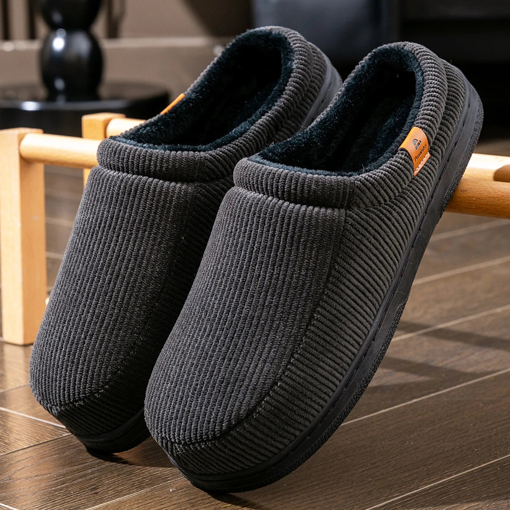Winter Warm Slippers for Men Memory Foam Non Slip Home Shoes Soft