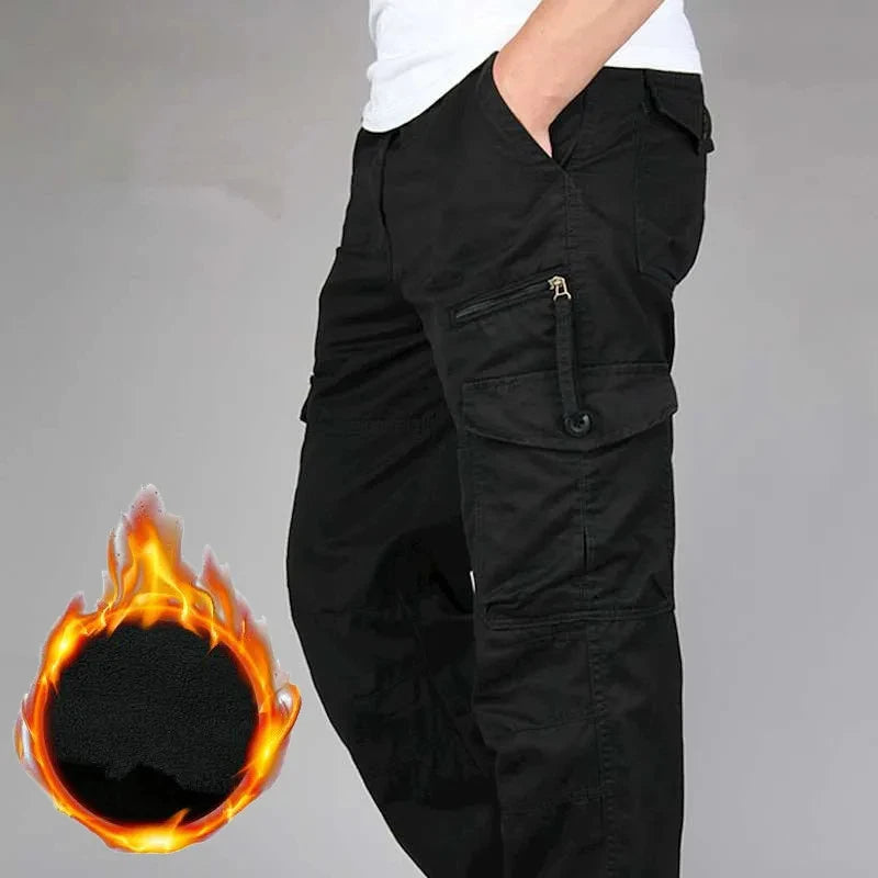 Men's Winter Cargo Pants Double Layer Fleece Warm Thick Camouflage