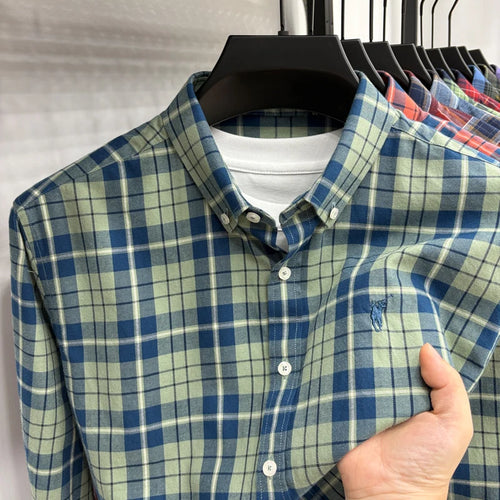 Luxury Brand Embroidery 100% Cotton Long Sleeved Shirt Men's New Shirt
