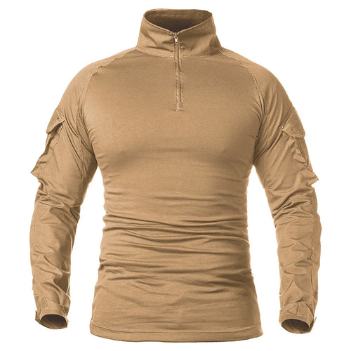 Men's Long Sleeve Combat Shirt 1/4 Zipper Ripstop Cotton Tactical