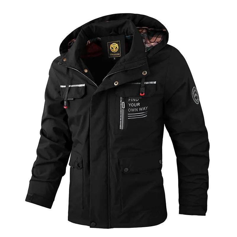 Fashion Men's Casual Windbreaker Jackets Hooded Jacket Man Waterproof