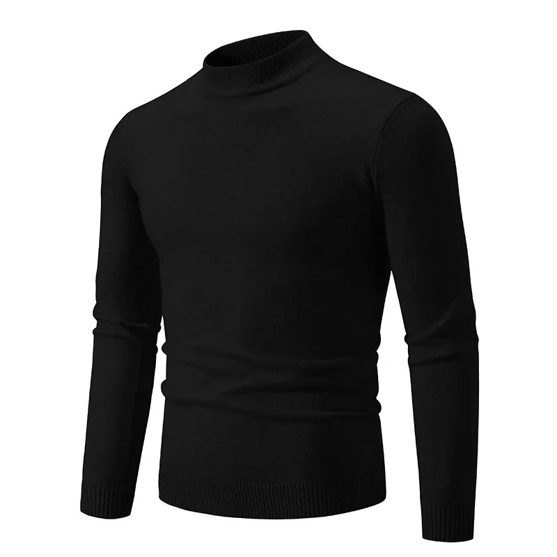 New Sweatwear Men's Half Neck Basic Solid Color Sweaters Round Neck