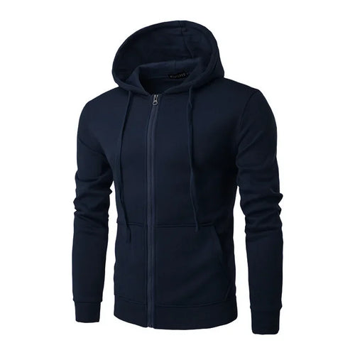 Men's Fashion Fleece Zipper Sweatshirt Loose Casual Hoodie for Spring