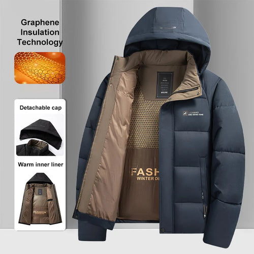 Graphene Warm Windproof Jacket Men 2024 Winter New Fashion Comfortable