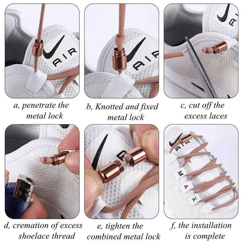 21 Colors No Tie Shoelaces For Sneakers Elastic Shoe Laces Round Metal