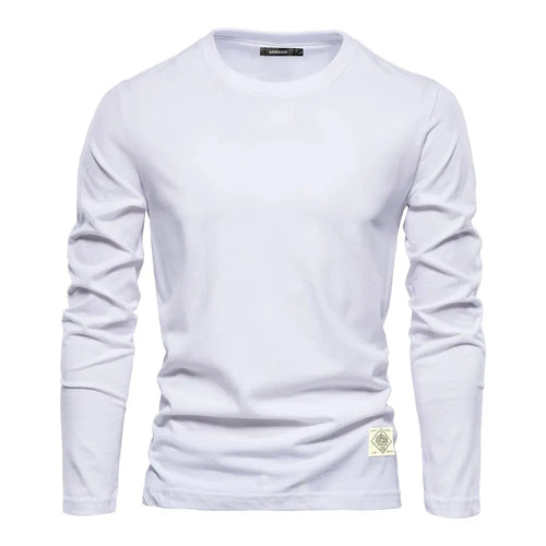 100% Cotton Long Sleeve T Shirt For Men Solid Spring Casual Mens