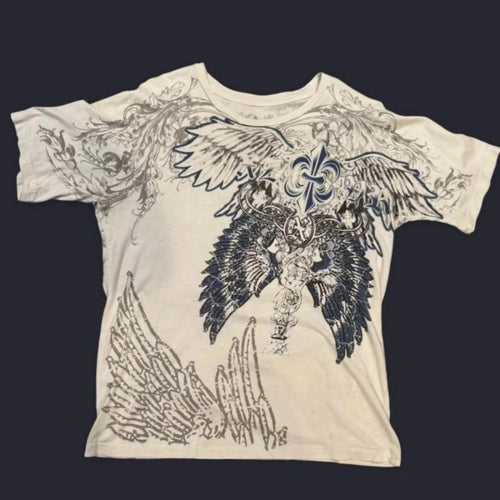 Hot selling new men's summer skull angel wing print comfortable and