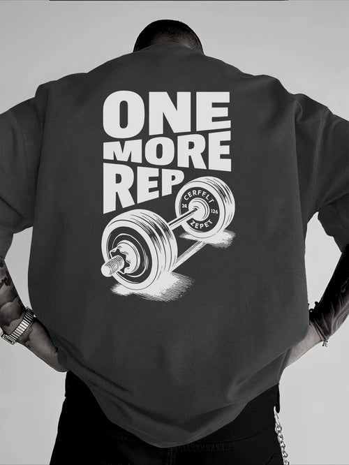 Men's T-Shirt Vintage Funny Gym Workout ONE MORE REP Weightlifting