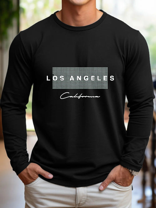 Men's 100% cotton summer loose fit large Los Angeles Graphic printed