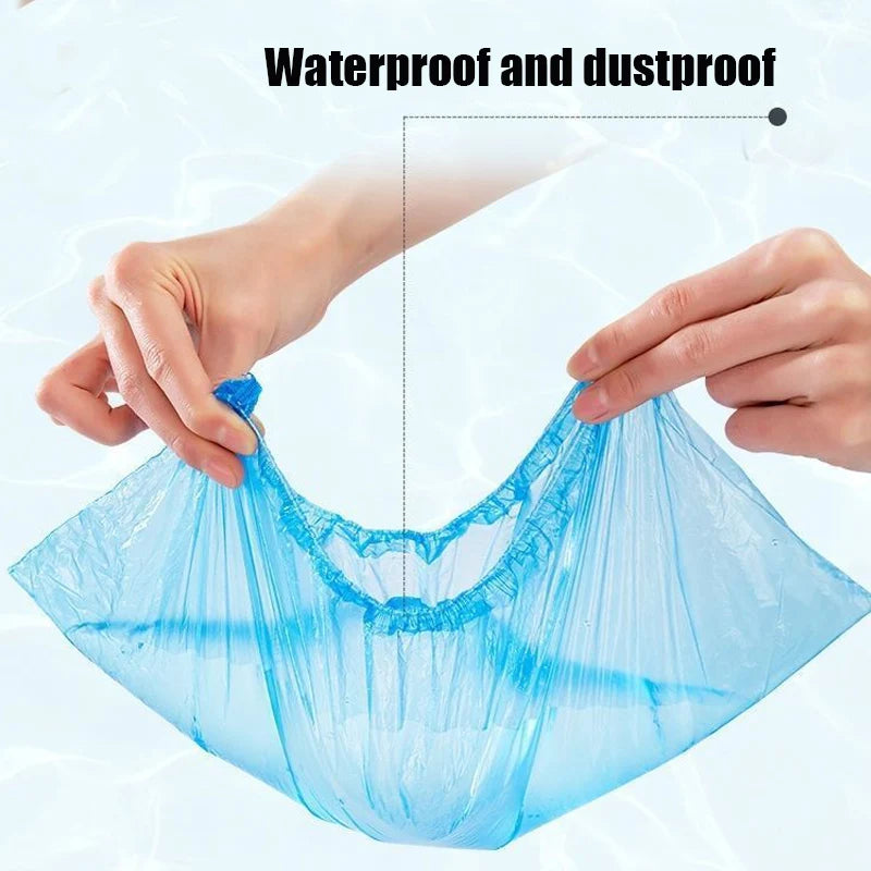 100PCS Portable Waterproof Boot Covers Plastic non-slip Wear