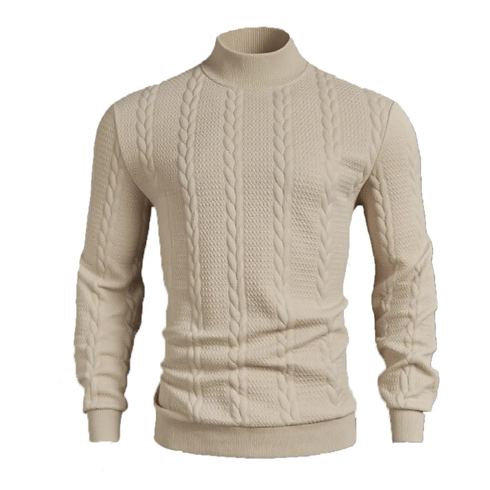 Men's Knitted High Collar Sweater Casual Vintage Twist Knitwear