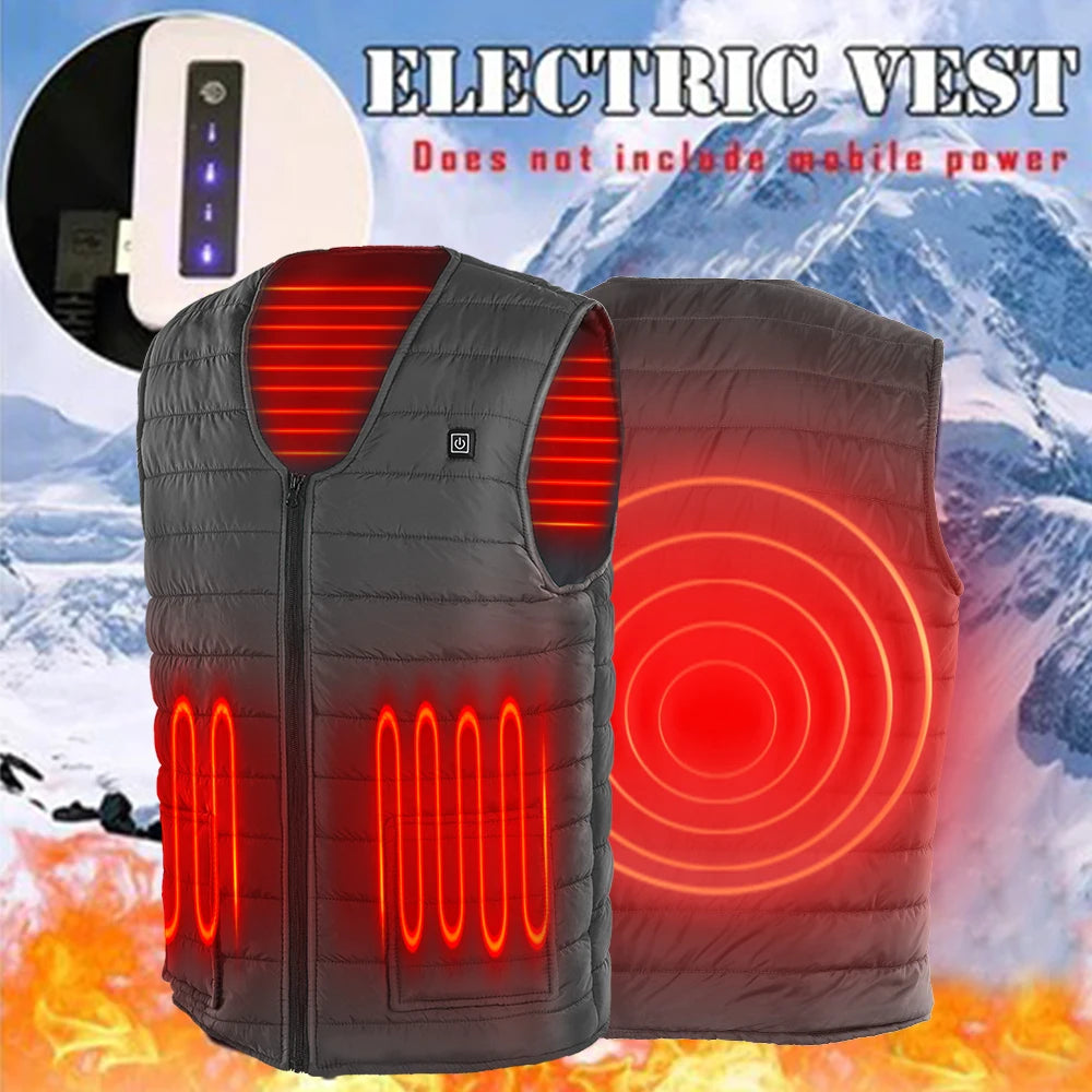 Men Autumn winter Smart heating Cotton Vest 9 area Heated V neck vest