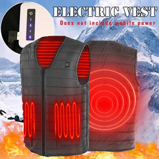 Men Autumn winter Smart heating Cotton Vest 9 area Heated V neck vest