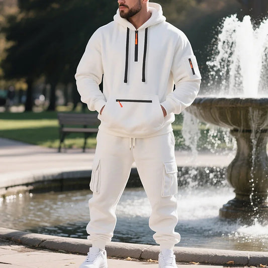 Men's sports suit style autumn and winter fleece men's casual