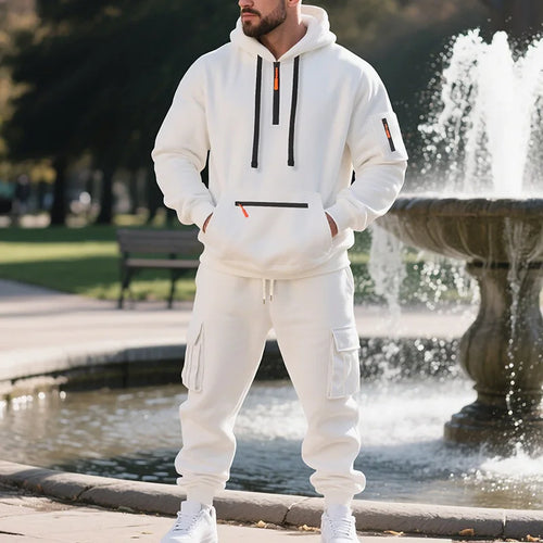 Men's sports suit style autumn and winter fleece men's casual