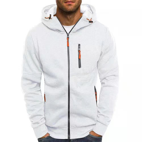 Solid color men's hooded jacket Casual long-sleeved hoodie Zipper Gym