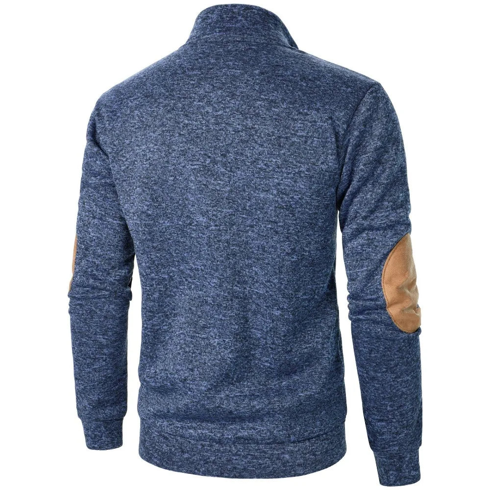 Men's Autumn Sweatshirt Patchwork Contrast Color Hoodies Stand Collar