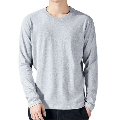 T Shirt For Men Cotton Long Sleeve T-shirts Solid Color Men's Clothing
