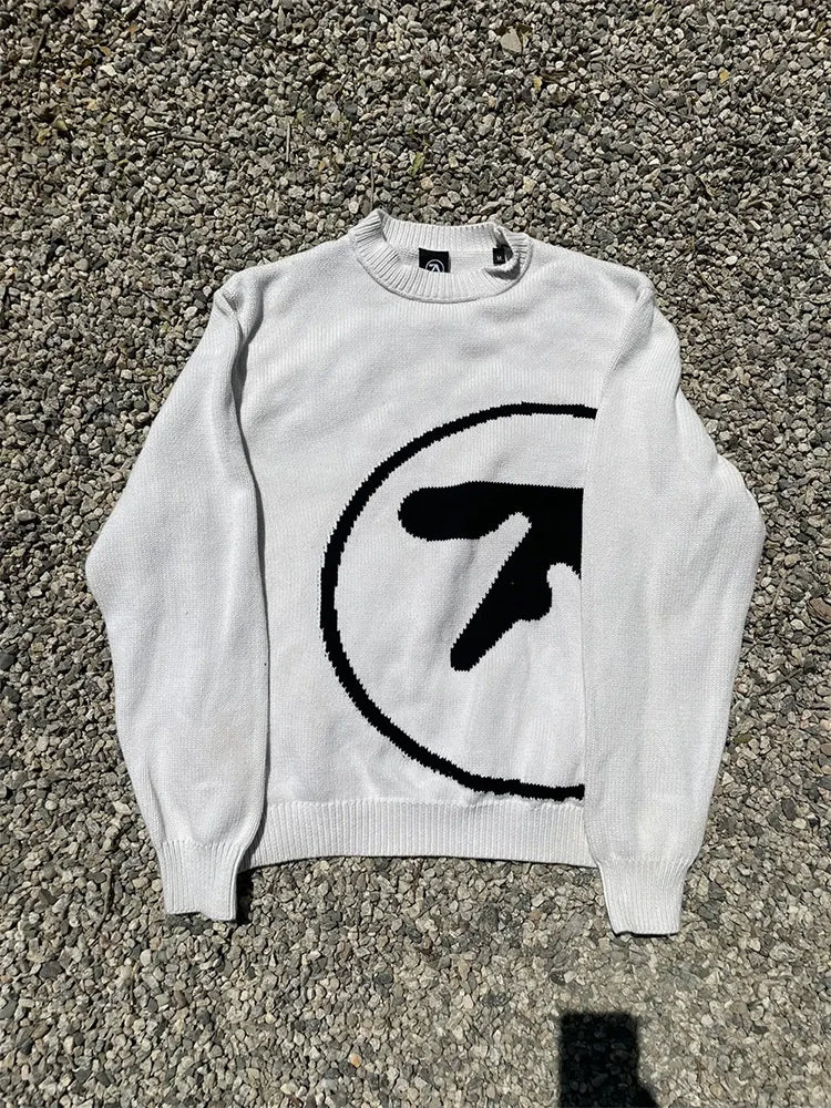 Men's Sweater Y2K Aphex Twin Knit Oversized Pullovers Gothic Jumper