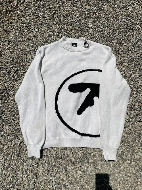 Men's Sweater Y2K Aphex Twin Knit Oversized Pullovers Gothic Jumper
