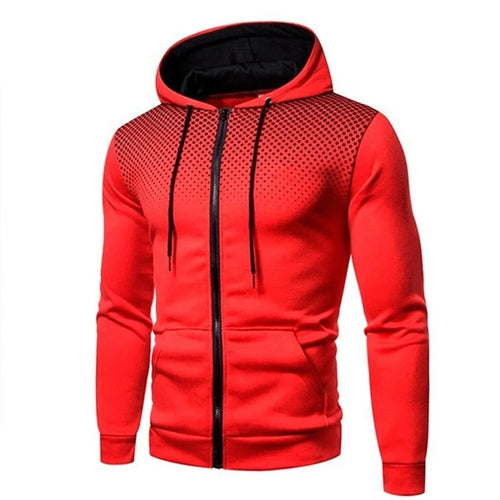 Men's Zip Up Hoodie Pocket Polka Pot Print Hooded Sweatshirt Sport