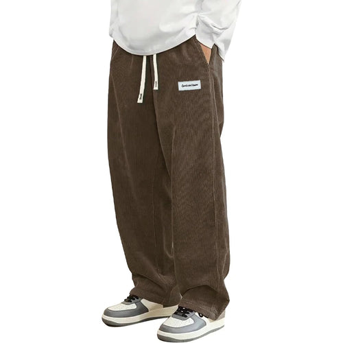 New Mens Corduroy Casual Pants Fashion Loose Fit Baggy Pants Straight