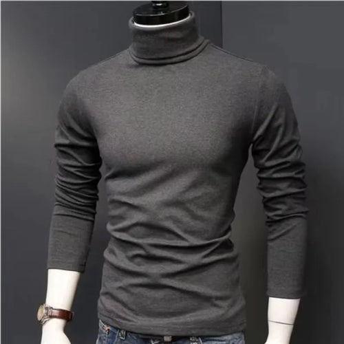 Autumn Winter Mens Turtleneck Sweaters Casual Thermal Long Sleeve Slim