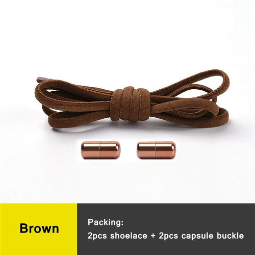 21 Colors No Tie Shoelaces For Sneakers Elastic Shoe Laces Round Metal