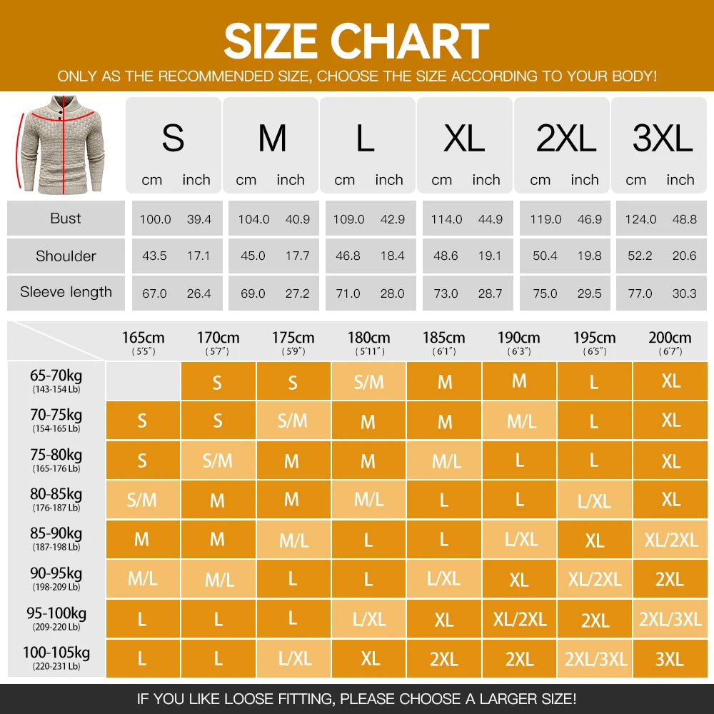 Men’s Sweater Winter Knitted Crew Neck Warm Soft Long Sleeve Pullover