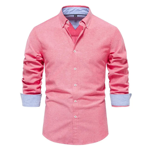 AIOPESON New Spring Cotton Blend Men's Oxford Shirt Long Sleeve Button