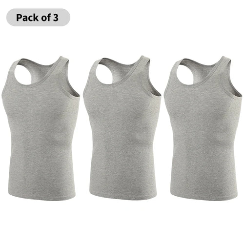 1/3 Piece Men's Four Season Solid Color Plus Size Vest Comfortable
