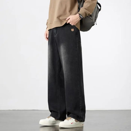 Spring Autumn New Men's Straight Vintage Fit Jeans Casual Trousers