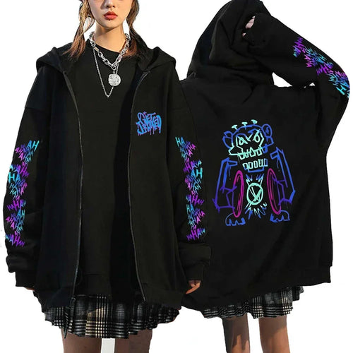 Arcane-Jinx Zipper Hoodie Monkey Graffiti Zip Up Jacket Men Women Game