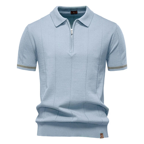 AIOPESON Men's Solid Color Sport Zipper Polo Shirt Athletic Social