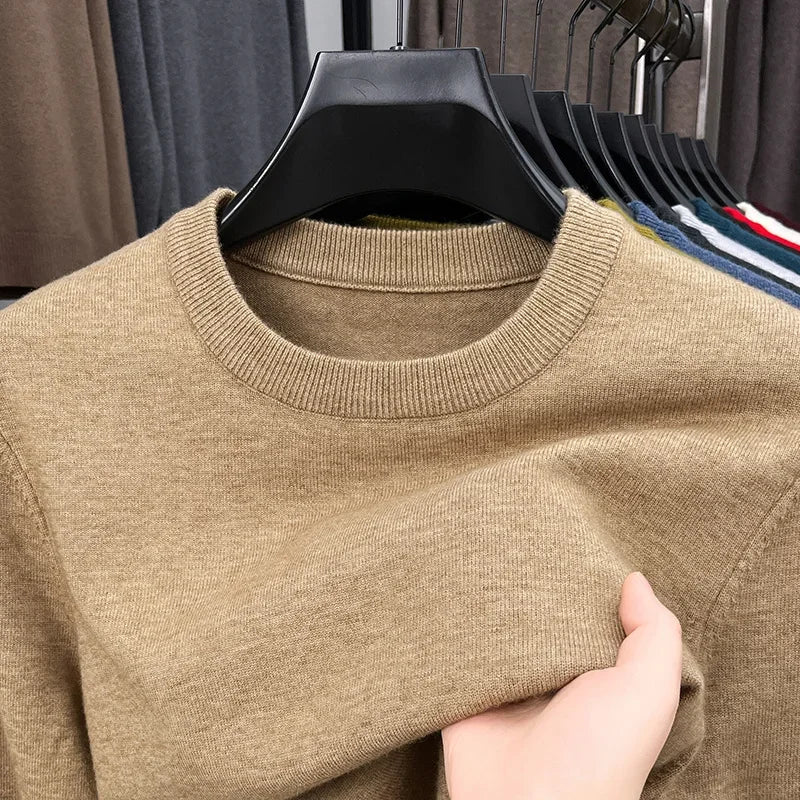 2025 New Men's Casual Sweater Round Neck Long Sleeve Knitted Sweater