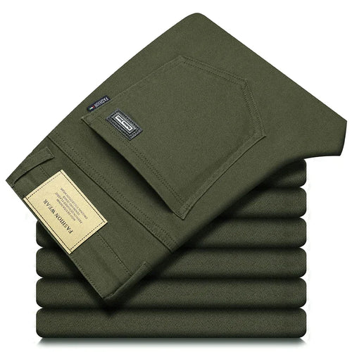 Fashion Loose Straight Business Casual Stretch Denim Pants Male Brand