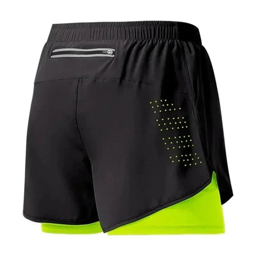 Men Fitness Built-in pocket sports Shorts Summer 2 In 1 Quick Dry Gym