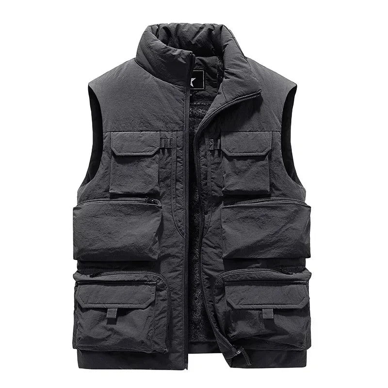 Men's New Keep Warm Fleece Work Sleeveless Jacket Slim Fit Windbreaker