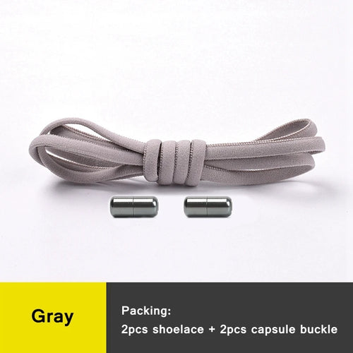 21 Colors No Tie Shoelaces For Sneakers Elastic Shoe Laces Round Metal