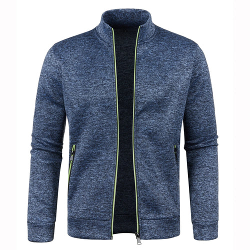 Autumn and Winter Men's New Long Zipper Color Block Sweater Sleeves