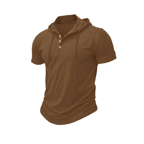 Men T Shirts  Summer Slim Fitness Hooded Short-Sleeved Bodybuilding