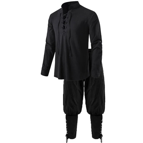 2Pcs Men's Medieval Knight Costume Set Renaissance Cosplay Pirate