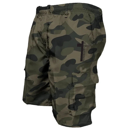 Summer Men Cargo Shorts Elastic Waist Drawstring Pockets Tactical
