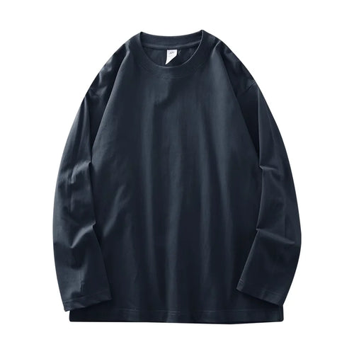 DUKEEN Men's 260G Long Sleeve T Shirts 2025 Spring Pure Cotton Solid