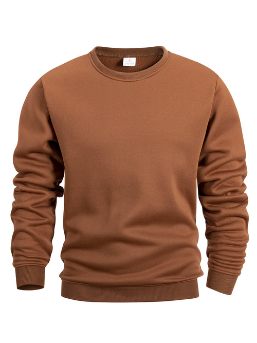 Men's Crew Neck Sweatshirts Solid Color Sweatwear Spring Outdoor